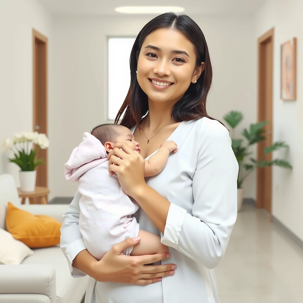 Maman énergique tenant son bébé en forme optimale